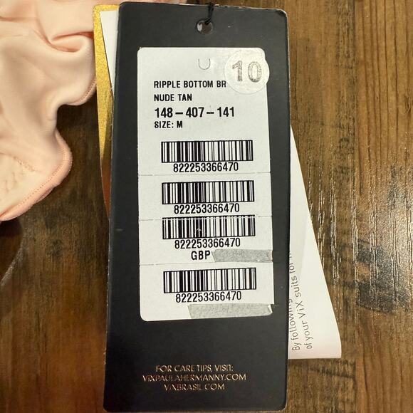 Vix Ripple Tie Side Bottom Girly Cheeky Nude Tan Pink Golf Accent Medium - Picture 3 of 3